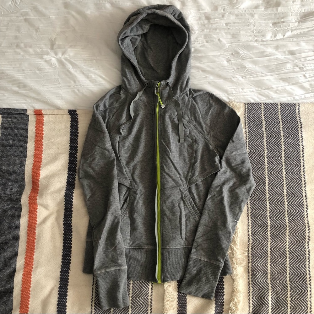 Lululemon Gray Hoodie with Lime Green Zipper